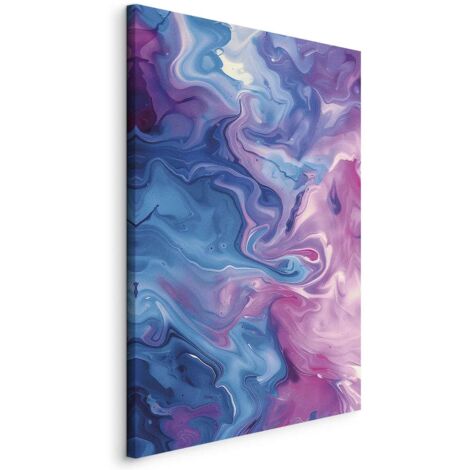 Pintura - Flujos nocturnos - olas abstractas en tonos azules y morados