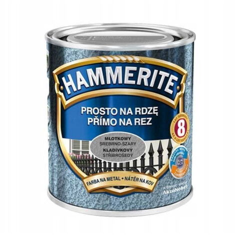 Pintura metálica Hammerite Straight to Rust, martillada, gris plata, 0,7 L