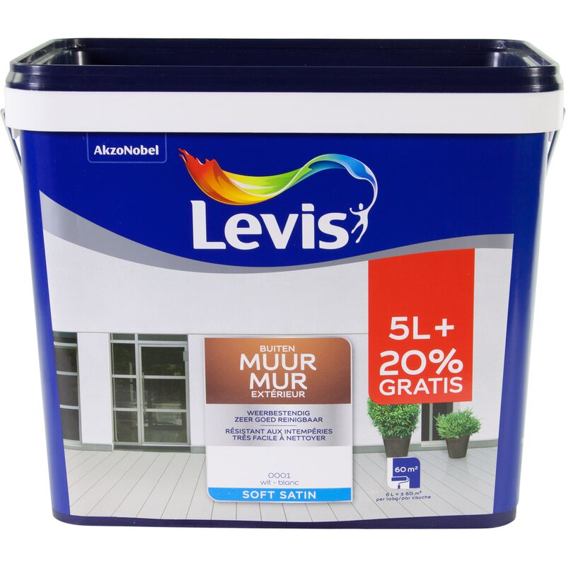 

Pintura Mural exterior - blanco satinado 6L - Levis