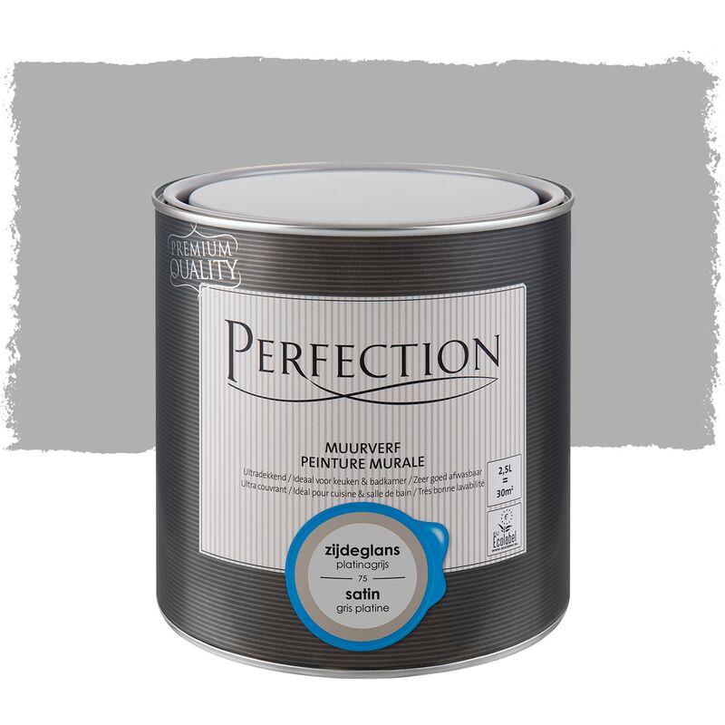 

Pintura de Pared para Interior Satinada - 75 Gris Platino - 2,5L - 30m² - 75 Gris Platino - Perfection