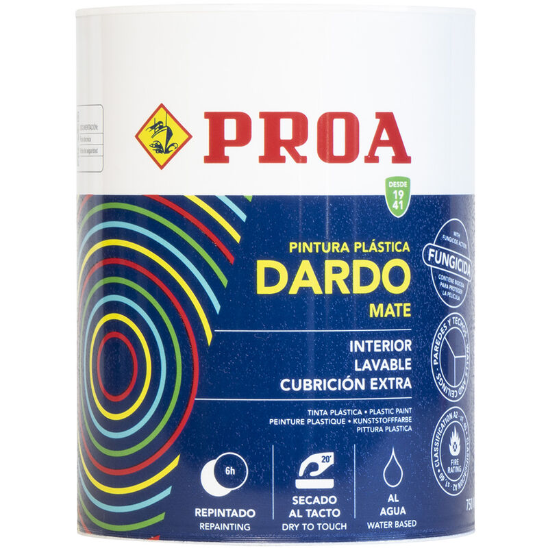 

PINTURA PLASTICA DARDO BLANCO INTERIOR MATE 750ML, Blanco 0.75lts