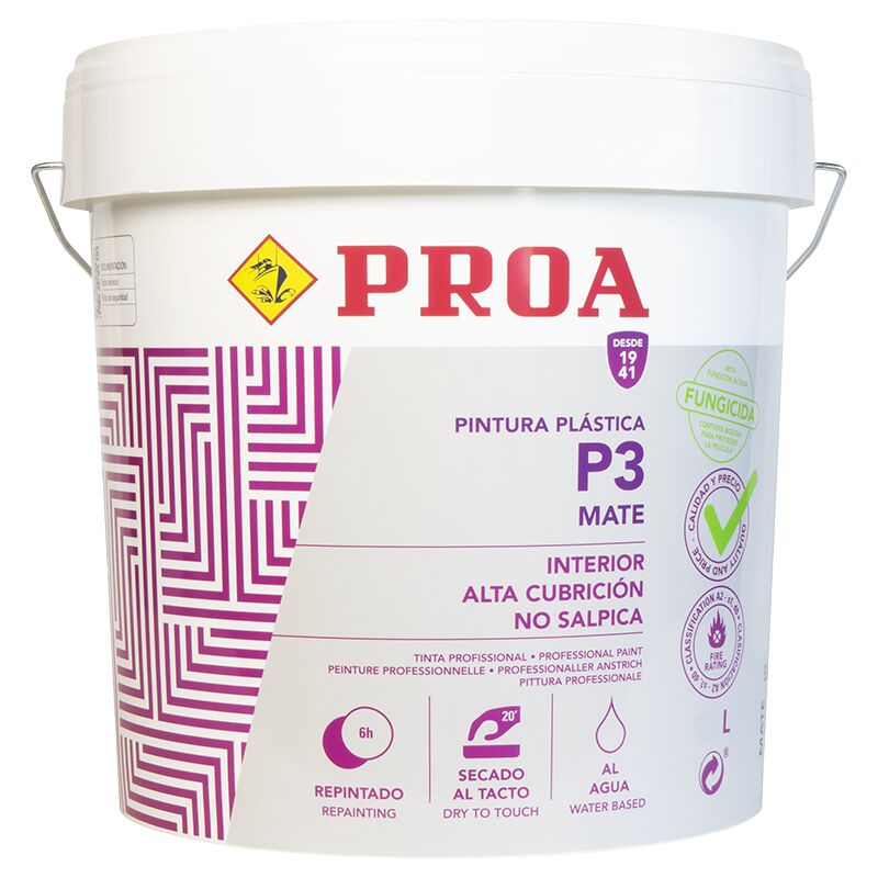 

Pintura plástica interior mate P3. Gran cubrición. Paredes Techos 23 kg - Blanco