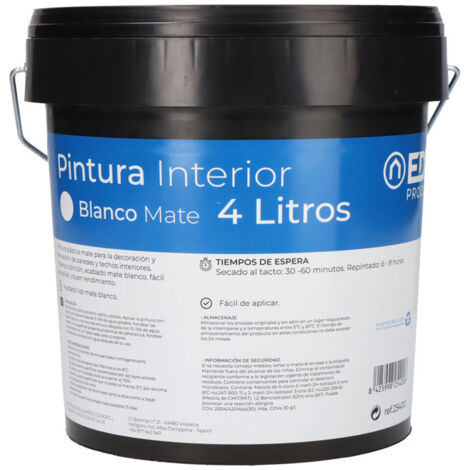 Pintura plástica mate interior blanca 4 Lt EDM