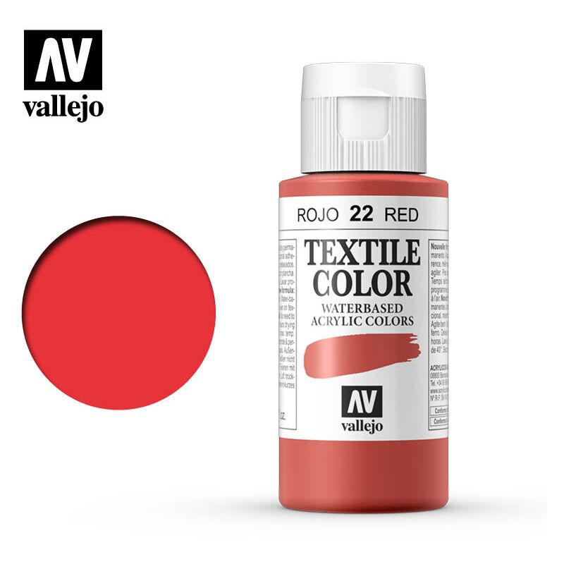 

Acrylicos Vallejo - PINTURA TELA TEXTIL COLOR 60 ML | COLOR: Rojo 22 - Rojo 22