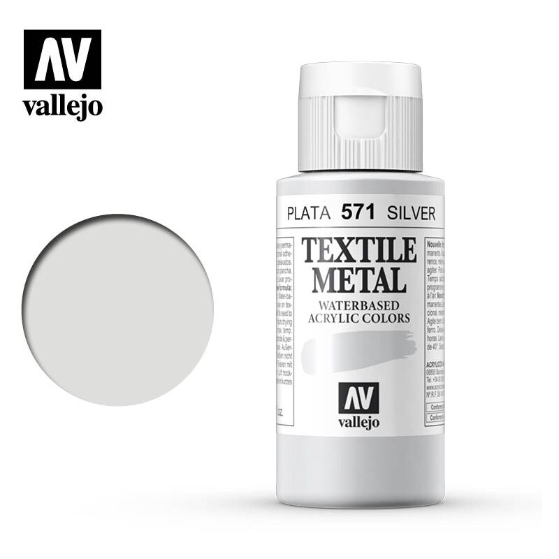 

Acrylicos Vallejo - PINTURA TELA TEXTIL COLOR 60 ML | COLOR: Plata 571 - Plata 571