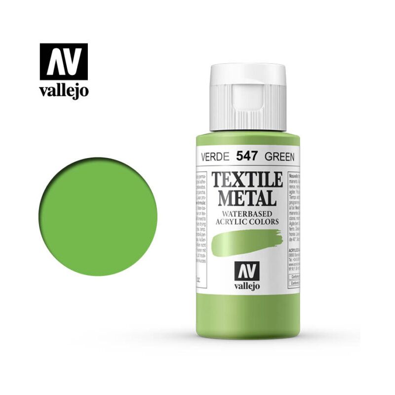 

Acrylicos Vallejo - PINTURA TELA TEXTIL COLOR 60 ML | COLOR: Verde Metalizado 547 - Verde Metalizado 547