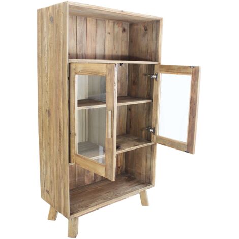 PINUS - credenza con vetrina in pino riciclato