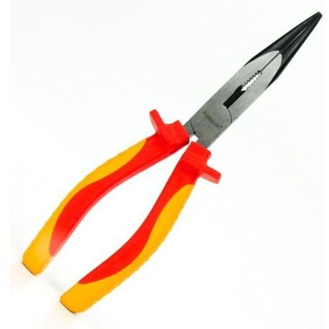 Pinza a becchi lunghi ricurvi da 8", isolata contro 1000 V per elettricisti professionisti, tecnici della refrigerazione e tecnici meccatronici (pinza a becchi lunghi ricurvi da 8")