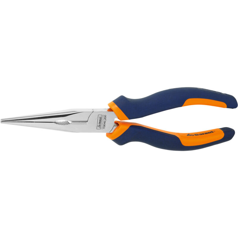 Pinza a becchi mezzotondi diritti, cromata, con