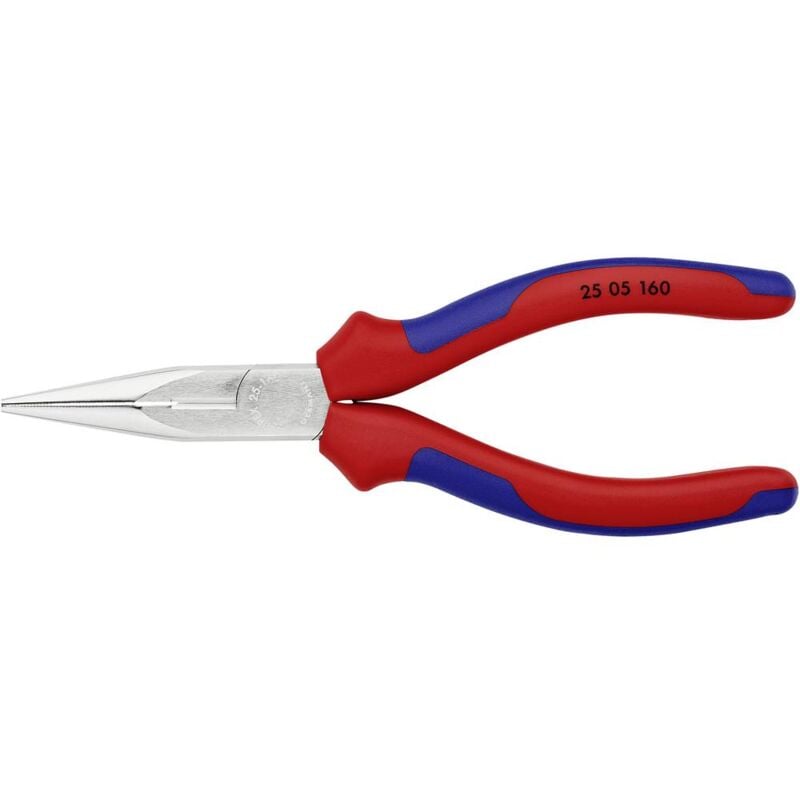 Image of Knipex - 25 05 160 Pinza per meccanica - con becchi mezzotondi con tronchese (pinza per radiotecnici) rivestiti in materiale bicomponente cromata 160