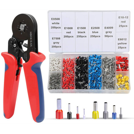 Pinza a crimpare, 1200 Terminali elettrici a crimpare 0,25-10mm²-Pinza a crimpare per impianti elettrici e riparazioni di veicoli, HSC8 6-4A