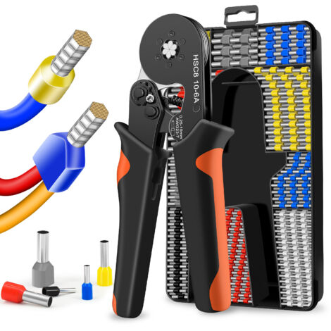 Pinza a crimpare da 0,25-10 mm², pinza a crimpare esagonale con 800 terminali elettrici Pinza a cricchetto per crimpatrice, HSC8 10-6A