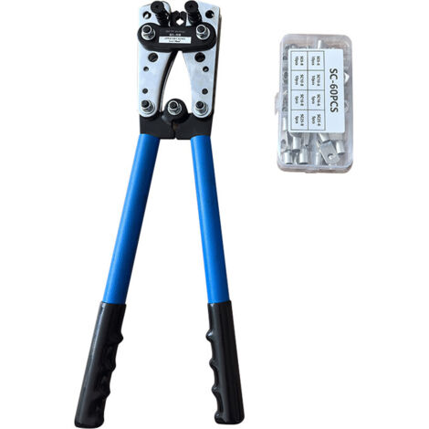 Pinza a crimpare per cavo batteria per terminali ad anello in rame da 6-50 mm², pinza a crimpare per carichi pesanti (crimpatrice HX50B+terminali)