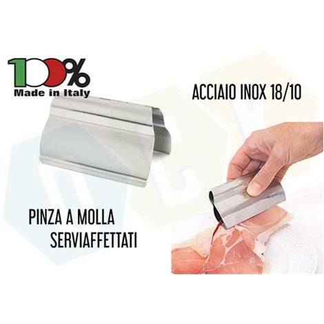 CALDER Pinza A Molla Servi Affettato Prendi Fette Prosciutto Salumi Acciaio Inox 18/10 Made In Italy