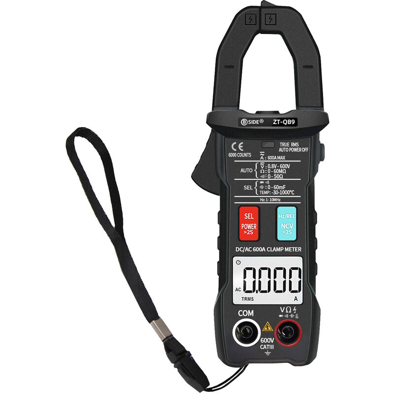

Pinza amperimetrica digital 6000 cuentas, amperimetro de pinza multimetro de valor eficaz verdadero,sin bateria - Bside