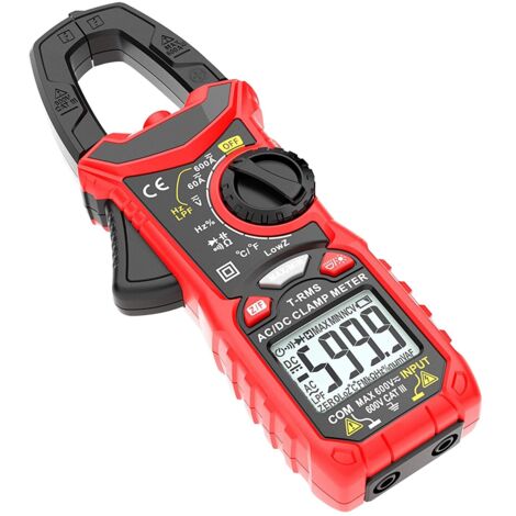 Pinza amperimétrica digital, cera, multímetro, LCD, rojo/negro