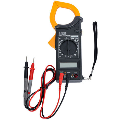 Pinza amperimétrica digital DT266, comprobador de corriente y voltaje CA/CC con pantalla LCD profesional y alta precisión.