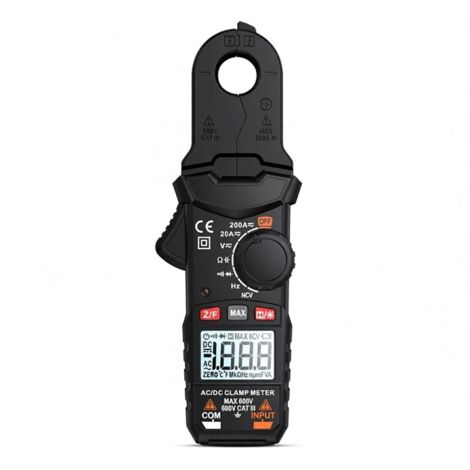 Pinza amperimétrica digital HABOTEST HT200D, 2000 cuentas, verdadero valor eficaz (RMS), voltaje de 600 V, corriente CC/CA de 200 A. Mide resistencia, capacitancia, frecuencia y continuidad. Prueba de
