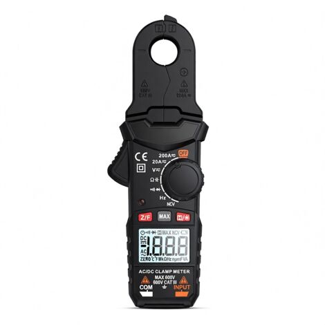 Pinza amperimétrica HABOTEST HT200D True RMS de 2000 cuentas, 600 V, corriente CA/CC de 200 A, mide resistencia, capacitancia, frecuencia, continuidad y diodos.