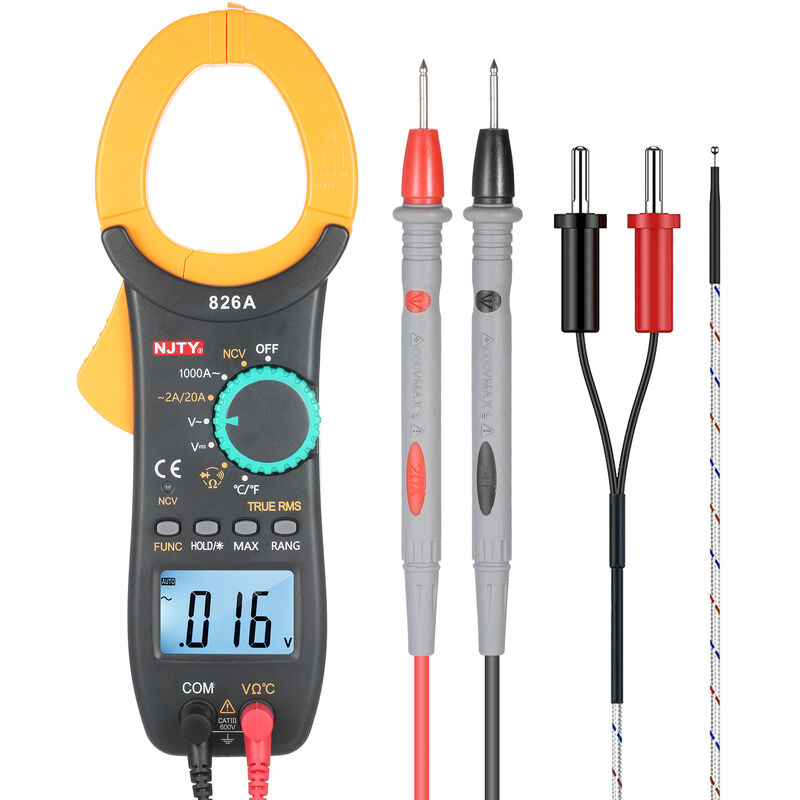 

Pinza amperimetrica 826A 1000A CA, rango automatico 2000 recuentos 1,9 pulgadas - Njty