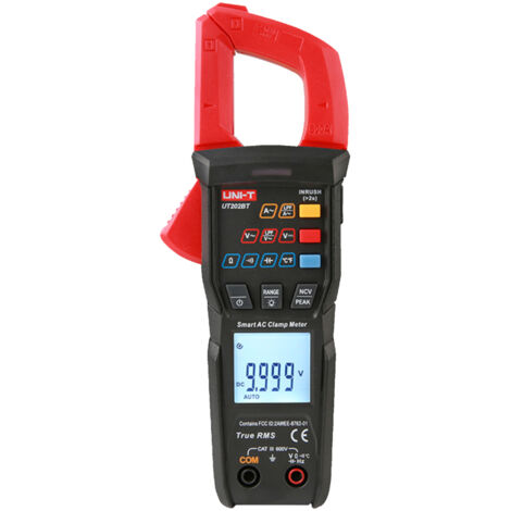 Pinza amperimétrica UT202BT de 9999 cuentas, multímetro digital portátil, voltímetro, amperímetro, prueba de continuidad, frecuencia, temperatura, NCV, captura de picos y filtro LPF