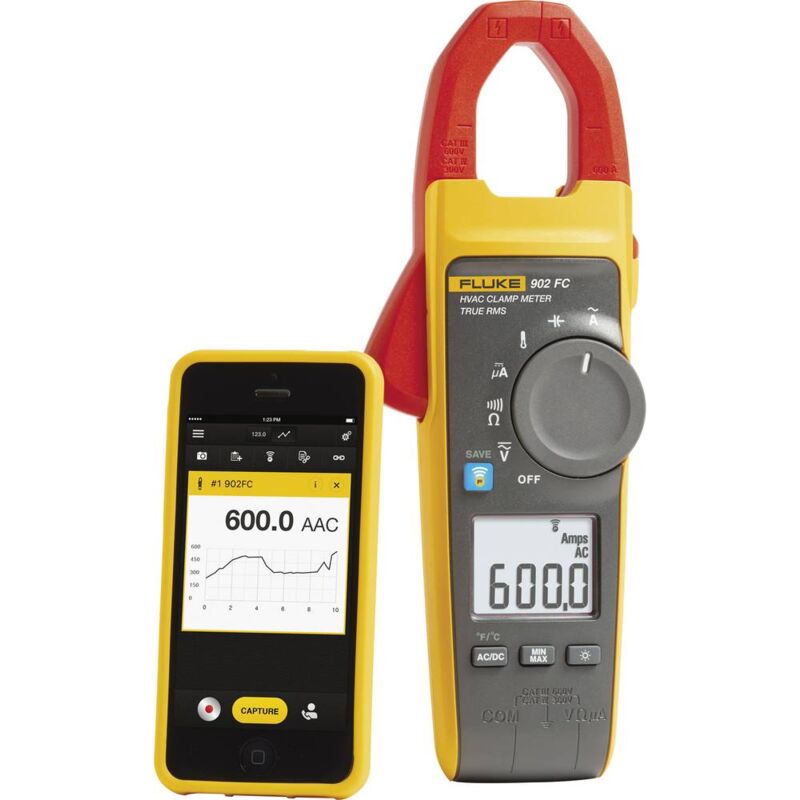 Image of Fluke - 902 fc Pinza amperometrica, Multimetro portatile digitale cat iii 600 v, cat iv 300 v Display (Counts): 6000