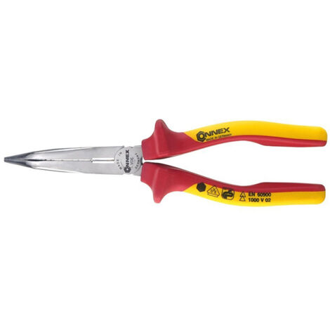 Pinza becchi curvi isolata 1000V per elettricista 200 mm.