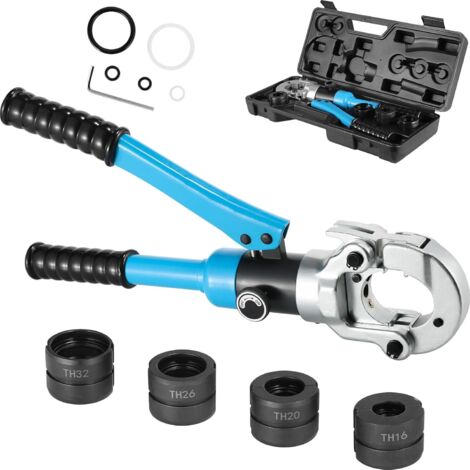 Pinza crimpatrice multistrato TH, 8T, pinza per pressatura tubi per casa, industria e giardino, tubi in alluminio, plastica/PEX/PB, pinza per pressatura contorni con testa rotante a 360°, (TH16-32)