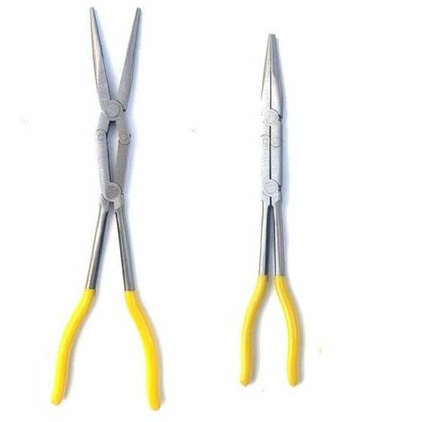 Pinza extra lunga 340mm becchi lunghi dritto a doppio snodo per valvole molle