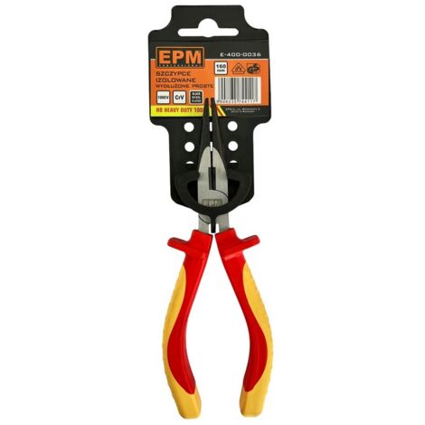PINZA ISOLATA A BECCHI LUNGHI DIRITTI 160MM - E-400-0036