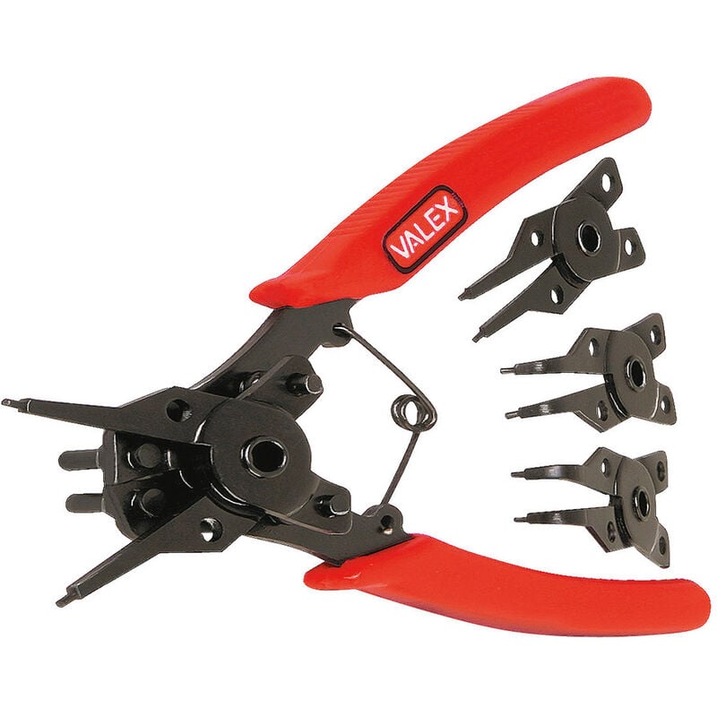 Pinza per anelli elastici con 4 teste intercambiabili VALEX 1462626