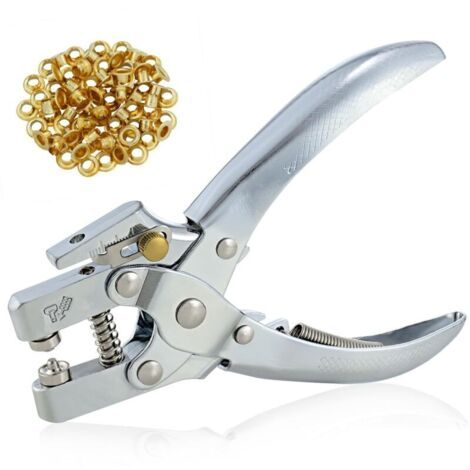 Pinza per occhielli con occhielli in metallo dorato da 5 mm, perforatrice per cinture/pelle/lavori artigianali