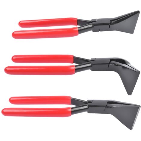 Pinza per piegare la lamiera Set 3 pinze per piegare la lamiera Pinza per taglienti dritti 0°, 45° e 90°, acciaio al carbonio brunita nera, rossa