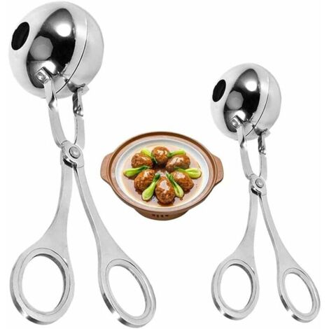 Pinza per polpette in acciaio inossidabile, popolare pinza per gelato per polpette per torte, cucchiaio per biscotti da cucina 2 pezzi (piccolo, grande)