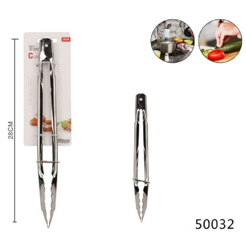 Trade Shop Traesio - Trade Shop - 12' 28CM edelstahl servierzange für fleisch salat fisch 50032 -