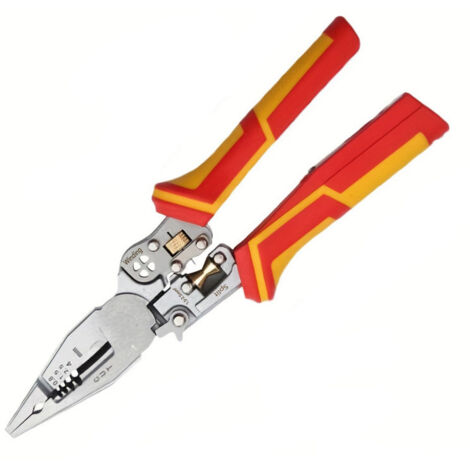 Pinza spelafili automatica 210 mm, strumento multifunzione 8-in-1, spelafili per AWG 18-11 (0,8–4,0 mm²), tagliacavi, pinza crimpatrice