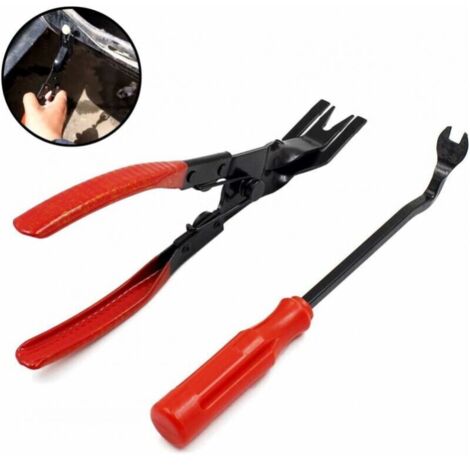 Pinza universale per rimuovere le clip delle portiere delle auto e per riparare i pannelli di rivestimento del cruscotto.