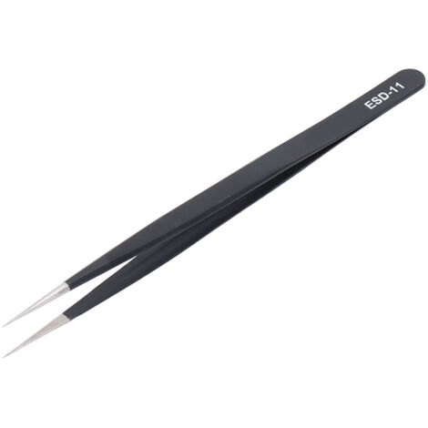 Pinzas antiestáticas ESD-11 de acero inoxidable no magnético para trabajos de precisión.