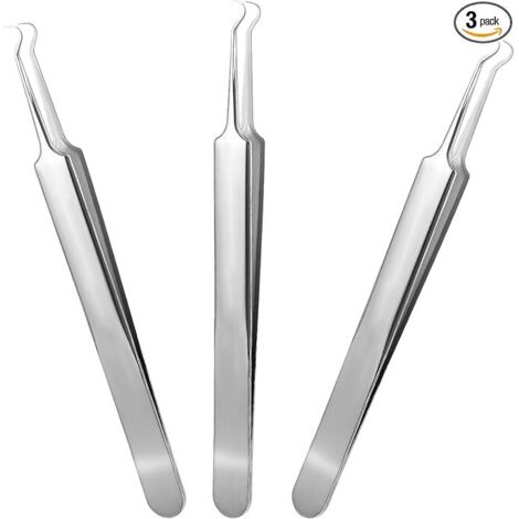 pinzas de acero inoxidable para eliminar puntos negros, extractor de comedones, acné, espinillas, herramienta para eliminar puntos negros, pinzas curvas unisex.