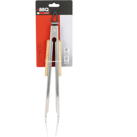 Pinzas de barbacoa de acero inoxidable con mango de madera de 37 cm - BBQ
