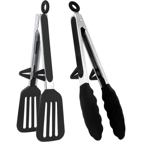Pinzas de cocina de silicona con reposacucharas (23 cm)