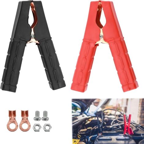 pinzas de cocodrilo para batería, cable con funda aislante, pinza de cocodrilo para cargador de cobre, para emergencias de automóviles, camiones y furgonetas, color rojo y negro