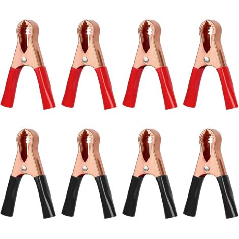 Pinzas de cocodrilo para baterías de 50 A, pinzas de cocodrilo metálicas para coche, camión, automóvil, barco (78 mm, negro + rojo)