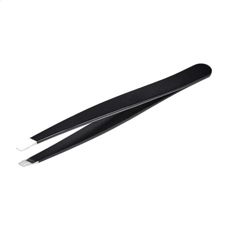 Pinzas oblicuas, pinzas profesionales de acero inoxidable para una depilación eficaz, ideales para la rutina diaria de belleza, estuche incluido, color negro, paquete de 1