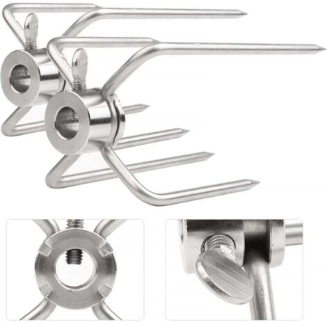 pinzas para asar carne, brochetas de acero inoxidable para asar a la parrilla, 11,5 mm de diámetro, con tornillo de bloqueo