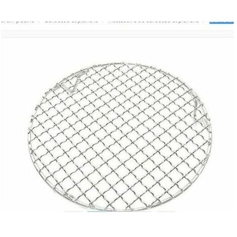 Pinzas para barbacoa coreana LIFCAUSAL de acero inoxidable 304 con patas plateadas y malla redonda de 35 cm para una cocción óptima.