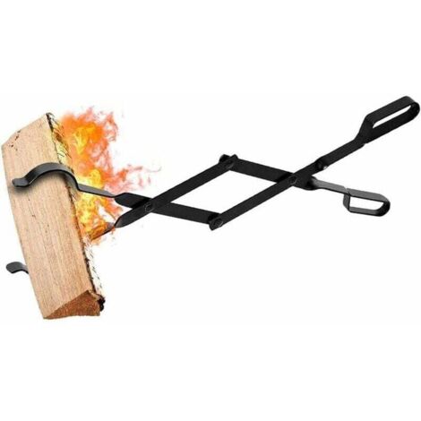 Pinzas para leña de 66 cm con mangos resistentes, para estufas de interior, XU, de hierro forjado, para fogatas y chimeneas - KZQ