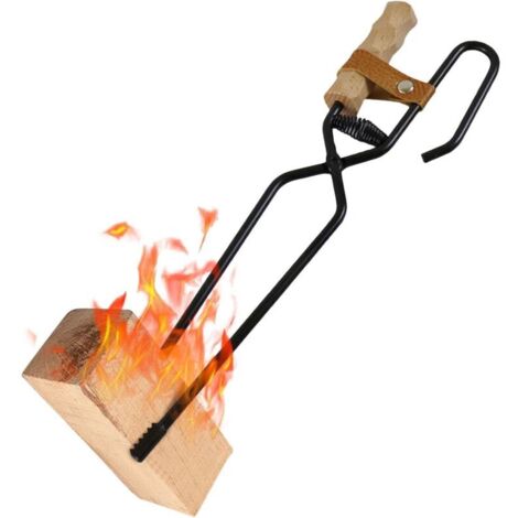 Pinzas para leña de exterior, pinzas resistentes para leña, 40,5 cm de largo, para fogatas y chimeneas.