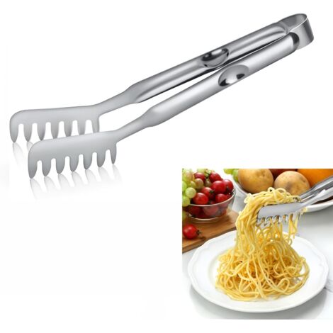 Pinzas para pasta, 30 cm, mango dentado, acero inoxidable, pinzas de cocina
