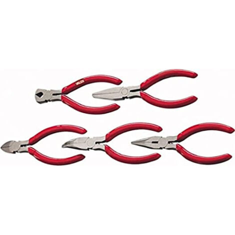 Pinze per elettronica mm.120 in acciaio - Manici isolati - Kit 5pz - Blister